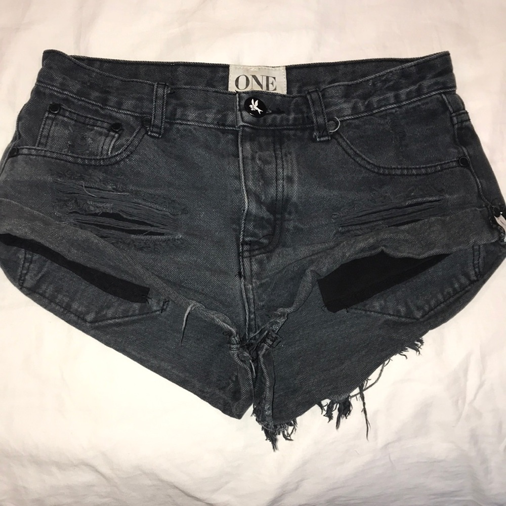 ONE by teaspoon black denim cutoff shorts